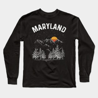 Vintage Retro Maryland State Long Sleeve T-Shirt